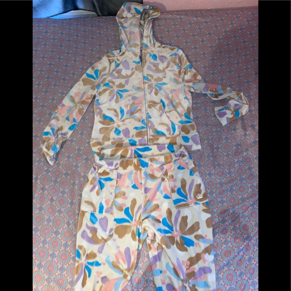 Juicy couture fuzzy track suit set